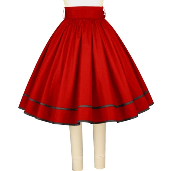 Pocket Pin Up Clothing Skirt Gothic Steampunk Red - Picture 3 of 6